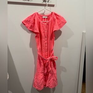 Pink Button-Down Dress with Belt